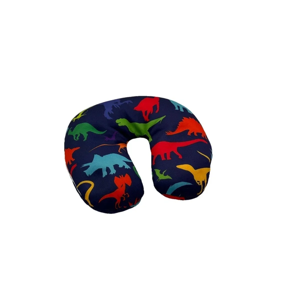 Kids Dinosaur Neck Pillow Travel Cushion Soft Blue Multicolor No Tag